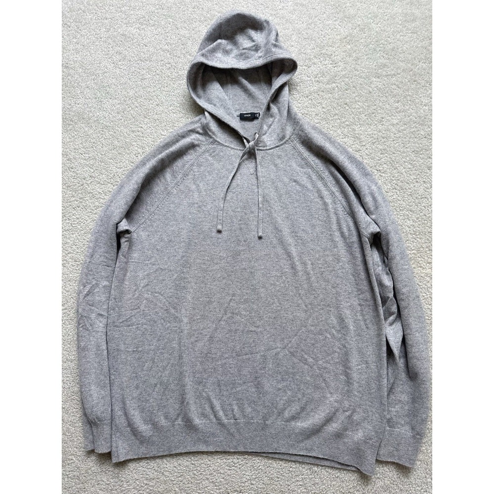 $425 Vince Men's 2XL Light Gray Wool Cashmere Hooded Sweater